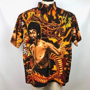 VTG Changes Bruce Lee S/S Button Up L Dragon 90s